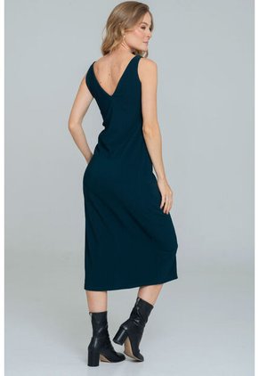 Vestido Punto Midi Verde Ragged Pf11511345