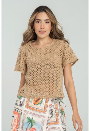 Blusa Ellen Tejida Beige Ragged Pf11112977