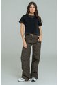 Jean Wide Leg Animal Print Café Ragged Pf21350098 de Ragged