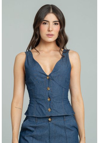 Top Denim Alaska Azul Ragged Pf21110029 Ragged