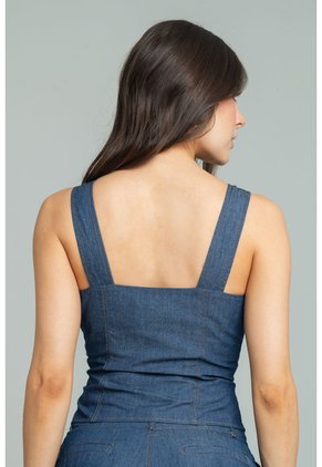 Top Denim Alaska Azul Ragged Pf21110029