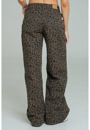 Jean Wide Leg Animal Print Café Ragged Pf21350098