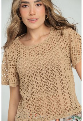 Blusa Ellen Tejida Beige Ragged Pf11112977