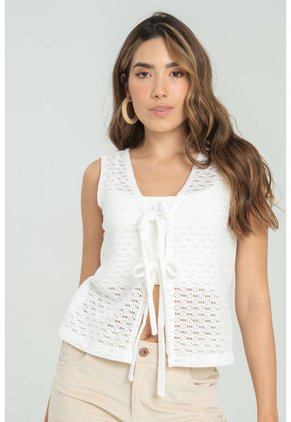 Chaleco Mila Blanco Ragged Pf11150044