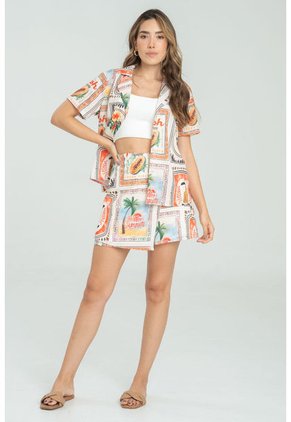 Falda Corta Tipo Pareo Blanco Ragged Pf11320506