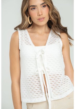 Chaleco Mila Blanco Ragged Pf11150044