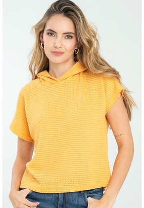 Blusa Con Capucha Amarillo Ragged Pf11112874