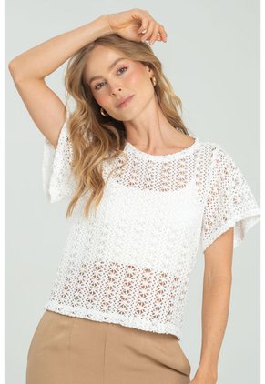 Blusa Ellen Tejida Blanco Ragged Pf11112977