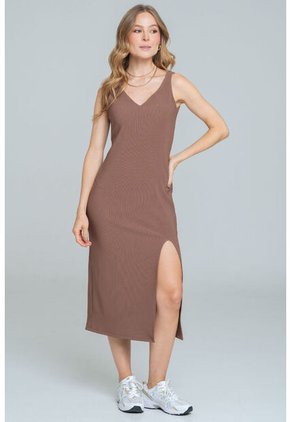 Vestido Punto Midi Café Ragged Pf11511345