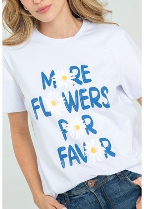 Camiseta Flores Blanco Ragged Pf21120084