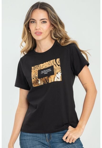 Camiseta Slow Down Negro Ragged Pf21120089