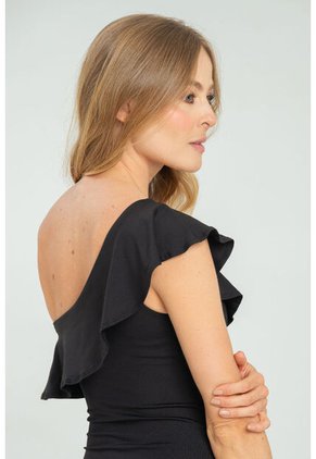 Body Asimetrico Boleros Negro Ragged Pf13100043