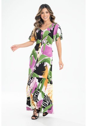 Vestido Largo Maggio Violeta Ragged Pf31511396