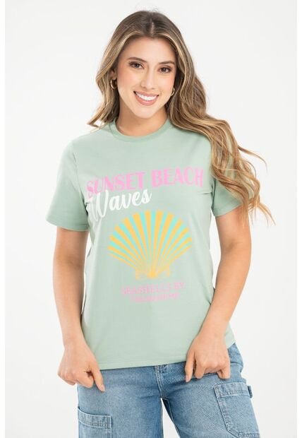 Camiseta Waves Verde Ragged Pf31122318