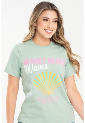 Camiseta Waves Verde Ragged Pf31122318