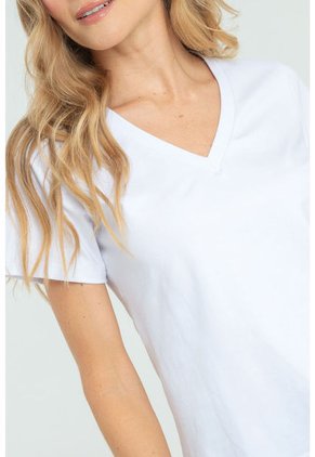 Camiseta Escote V Blanco Ragged Pf21120082