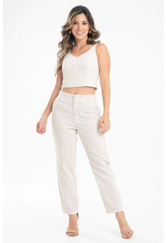 Blusa Lino Maca Beige Ragged Pf31113292 Ragged