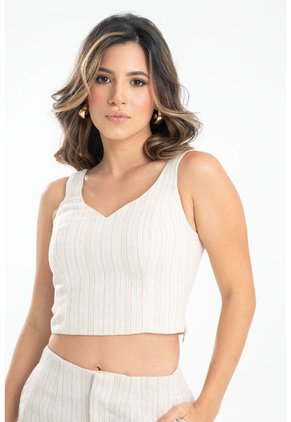 Blusa Lino Maca Beige Ragged Pf31113292