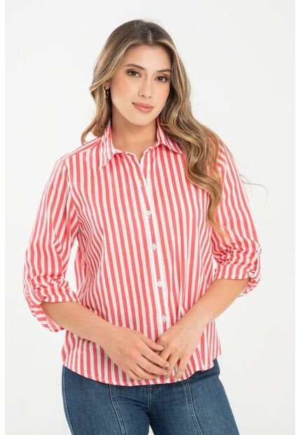 Camisa Ferrer Rayas Rojo Ragged Pf31113501