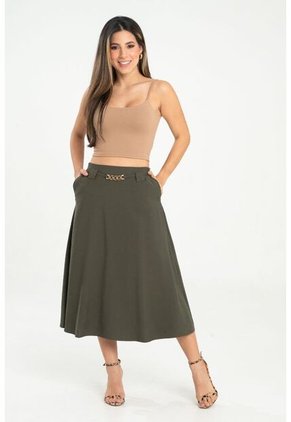 Falda Midi Mazhon Verde Ragged Pf31320351