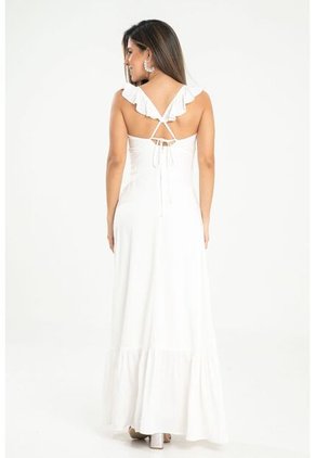 Vestido Largo Xhena Blanco Ragged Pf31511458
