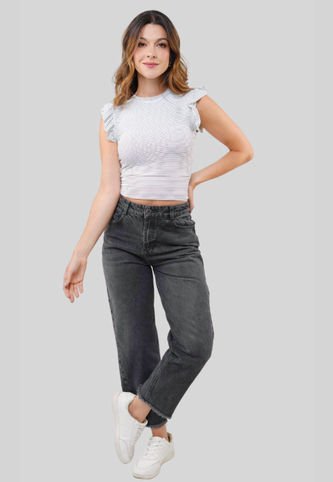 Jeans Slouchy Lemon Negro Ragged Pf21440002 Ragged