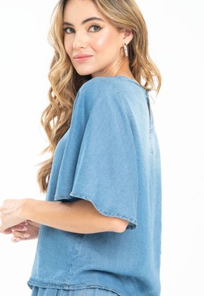 Blusa Manga Campana Azul Ragged Pf21110005
