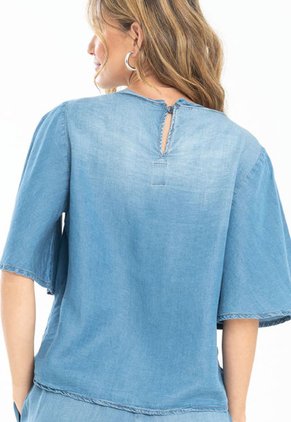 Blusa Manga Campana Azul Ragged Pf21110005