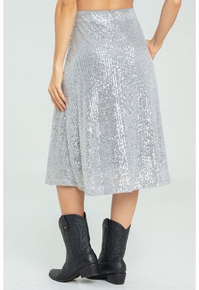 Falda Midi Lentejuelas Plateado Ragged Pf11320482
