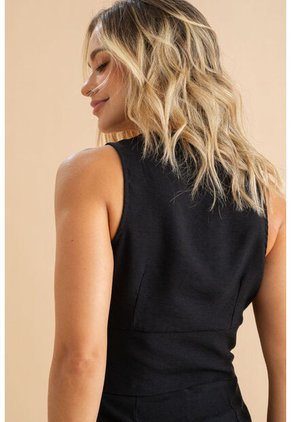 Crop Top Everlhy Negro Ragged Pf31113557