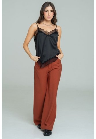 Blusa Satin Encaje Negro Ragged Pf12110886 Ragged