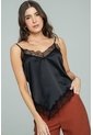 Blusa Satin Encaje Negro Ragged Pf12110886 de Ragged