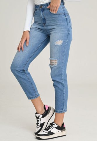 Jeans Mom Giotto Azul Ragged Pf21440001 Ragged