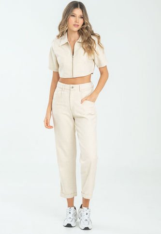 Pantalon Mom Linus Beige Ragged Pf21310030 Ragged