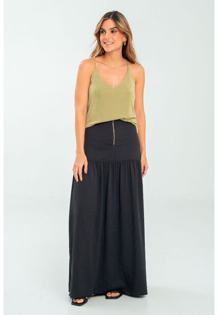 Falda Midi Phatc Negro Ragged Pf11320516