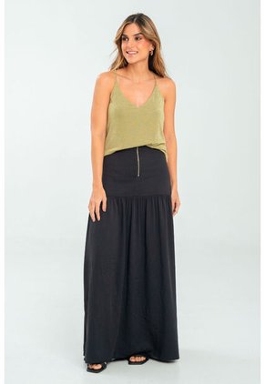 Falda Midi Phatc Negro Ragged Pf11320516