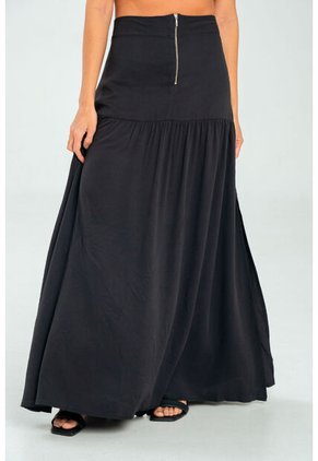 Falda Midi Phatc Negro Ragged Pf11320516