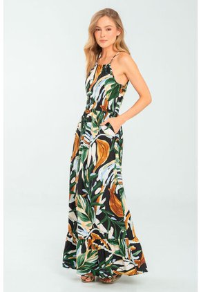 Vestido Largo Nhia Negro Ragged Pf11511403