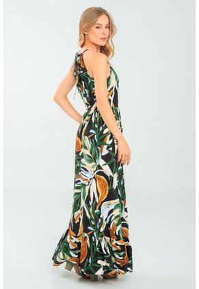 Vestido Largo Nhia Negro Ragged Pf11511403