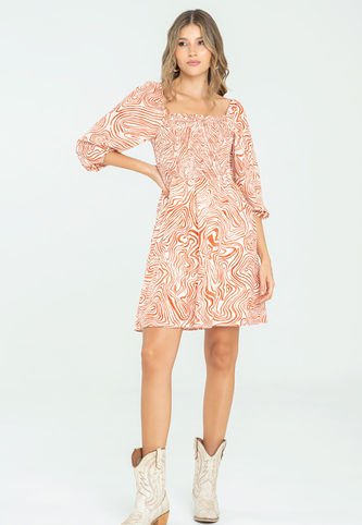 Vestido Corto Animal Print Café Ragged Pf11511308 Ragged