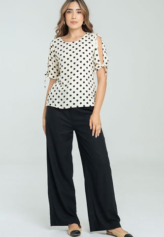 Pantalon Ancho Lino Negro Ragged Pf11310787 Ragged