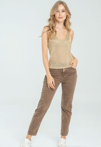 Jeans Mom Cocoa Café Ragged Pf21350036 Ragged