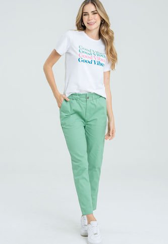 Pantalon Paper Bag Drill Verde Ragged Pf21310018 Ragged