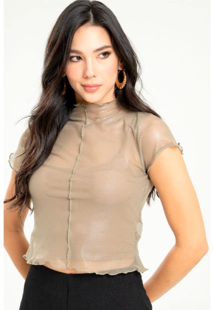 Top Mesh Shine Verde Ragged Pf11121095