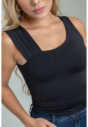 Crop Top Ahiza Negro Ragged Pf13120730