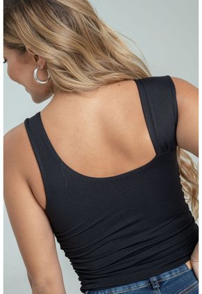 Crop Top Ahiza Negro Ragged Pf13120730