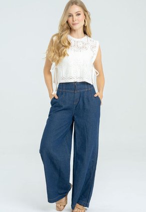 Jeans Cotilla Pinzas Azul Ragged Pf21350032