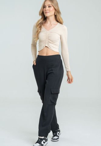 Pantalon Pique Cargo Negro Ragged Pf11310773 Ragged