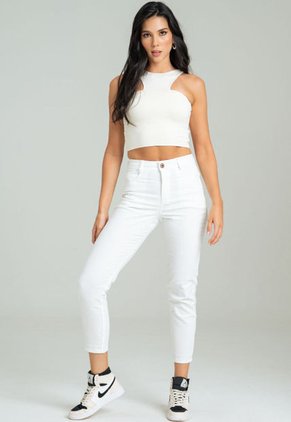 Pantalon Dril Skinny Cinco Bolsillos Blanco Ragged Pf21310016