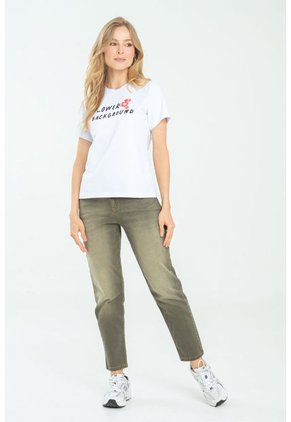 Jeans Mom Militar Verde Ragged Pf21350049